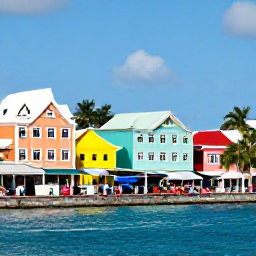 Caribbean Holidays, Bahamas Multi-Country Holidays, Colourful streets and historic buildings in Nassau, with visitors exploring a Bahamian market near the waterfront