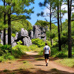Caribbean Holidays, Bahamas Nature Holidays, Hiker walking through pine forest and limestone scenery on a Bahamian island