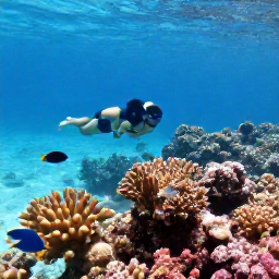 Caribbean Holidays, Bahamas Nature Holidays, Snorkeller observing colourful coral reef and tropical fish in clear Bahamian water