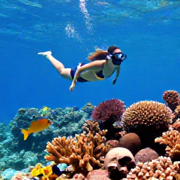 Caribbean Holidays, Bahamas Nature Holidays, Snorkeller swimming above a colourful coral reef with tropical fish in clear Bahamian sea