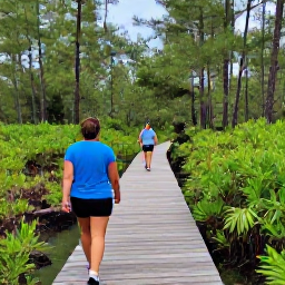 Caribbean Holidays, Bahamas Nature Holidays, Visitors walking through a peaceful Bahamian national park with pine forest, mangroves and a marked nature trail