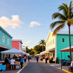 Caribbean Holidays, Bahamas November, A colourful Bahamian street scene in Nassau, with pastel buildings, a local market, palm trees and visitors exploring in warm November sunshine