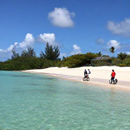 Caribbean Holidays, Bahamas November Holidays, A peaceful Grand Bahama beach with clear shallow water, mangroves, bicycles and a small group enjoying an outdoor island adventure