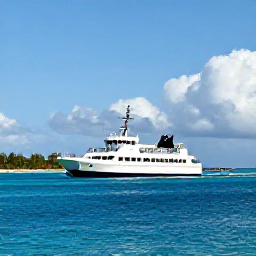 Caribbean Holidays, Bahamas October Trips, A small ferry crossing between tropical Caribbean islands, with bright blue sea and sunny skies