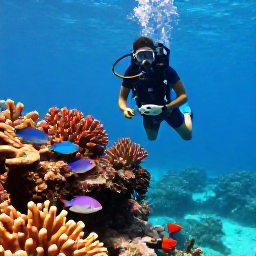 Caribbean Holidays, Bahamas Scuba Diving, Colourful coral reef with tropical fish in the clear blue waters of The Bahamas