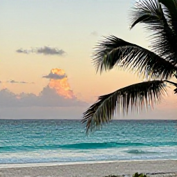 Caribbean Holidays, Bahamas September, A peaceful sunset over the turquoise sea from a Bahamian resort beach, with palm silhouettes and gentle waves