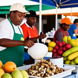 Caribbean Holidays, Bahamas September Holidays, Local Bahamian food market with conch salad, fresh tropical fruit and friendly vendors in Nassau