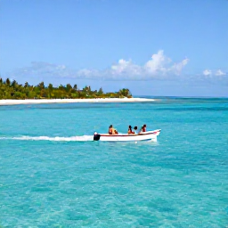 Caribbean Holidays, Bahamas Solo Holidays, A small boat carrying solo travellers across bright turquoise water between Bahamian islands