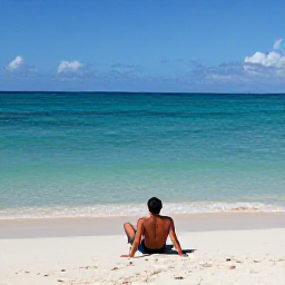 Caribbean Holidays, Bahamas Solo Holidays, A solo traveller relaxing on a quiet white-sand beach in Nassau, Bahamas, with clear turquoise water and gentle November sunshine