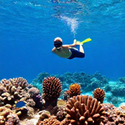 Caribbean Holidays, Bahamas Solo Holidays, A solo traveller snorkelling above a vibrant coral reef near Grand Bahama, with tropical fish and clear blue Caribbean water