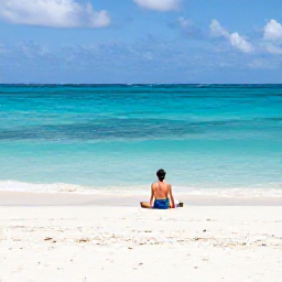 Caribbean Holidays, Bahamas Solo Holidays, Solo traveller relaxing on a quiet white-sand beach in Nassau, Bahamas, with turquoise sea and gentle sunshine