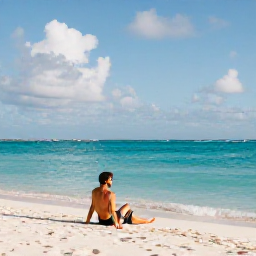 Caribbean Holidays, Bahamas Solo Holidays, Solo traveller relaxing on a quiet white-sand beach in Nassau, Bahamas, with turquoise sea and soft September sunlight