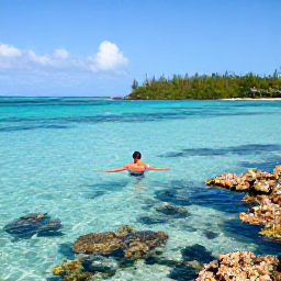 Caribbean Holidays, Bahamas Solo Holidays, Solo traveller snorkelling over clear turquoise water and colourful coral reef near a Bahamian island
