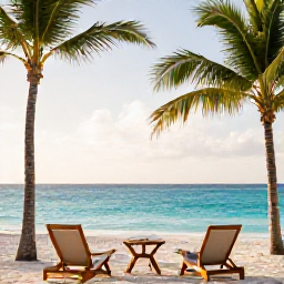 Caribbean Holidays, Bahamas Spa Breaks, A tranquil luxury spa overlooking a turquoise Bahamian sea, with palm trees, white sand and soft morning light