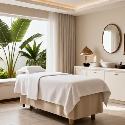 Caribbean Holidays, Bahamas Spa Breaks, An elegant Bahamian spa treatment room with natural light, tropical plants and soft neutral colours