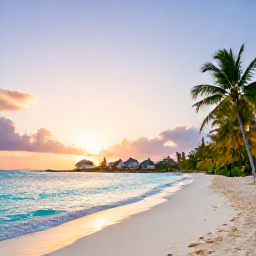 Caribbean Holidays, Bahamas Spa Breaks, Peaceful white sand beach and turquoise water near a Bahamas spa resort at sunset