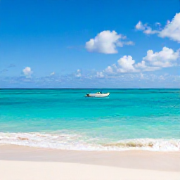 Caribbean Holidays, Bahamas Tours, A bright coastal scene in Nassau, The Bahamas, with turquoise water, white sand and a small boat near the shore