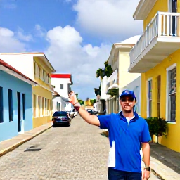Caribbean Holidays, Bahamas Tours, A friendly local guide leading visitors through a colourful historic street in Nassau, Bahamas