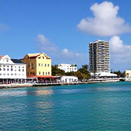 Caribbean Holidays, Bahamas Tours, Sunny Nassau harbour in The Bahamas with turquoise water, colourful buildings and visitors exploring in March