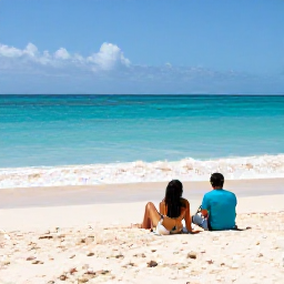 Caribbean Holidays, Barbados Adults Only, Adult couple relaxing on a quiet Barbados beach with turquoise sea and soft white sand