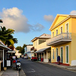 Caribbean Holidays, Barbados Adventure Holidays, Colourful Bridgetown street scene in Barbados with historic buildings, local shops and visitors enjoying the afternoon
