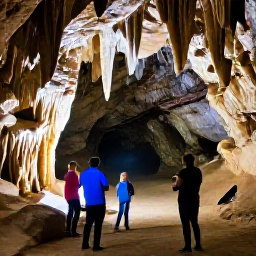 Caribbean Holidays, Barbados Adventure Holidays, Visitors exploring Harrison's Cave in Barbados with a guide, showing underground limestone formations
