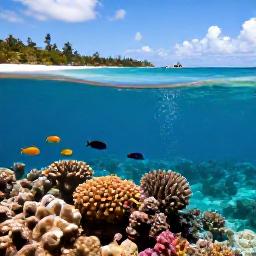 Caribbean Holidays, Barbados Adventure Holidays, Visitors snorkelling over a colourful coral reef in clear Barbados water, with tropical fish and a sandy beach in the background