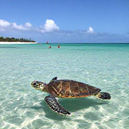 Caribbean Holidays, Barbados Adventure, Snorkellers and a sea turtle swimming in clear Caribbean water near a Barbados beach