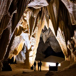Caribbean Holidays, Barbados Adventure, Visitors exploring Harrison's Cave in Barbados with dramatic limestone formations and soft lighting