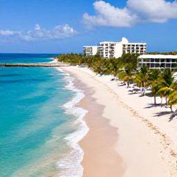 Caribbean Holidays, Barbados All Inclusive, A relaxed aerial view of a Barbados beach resort with turquoise sea, white sand and palm trees