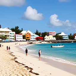 Caribbean Holidays, Barbados All Inclusive, Barbados coastline near Bridgetown with colourful buildings, fishing boats, historic architecture and visitors exploring in warm June sunshine