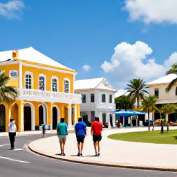Caribbean Holidays, Barbados April Breaks, Visitors strolling through historic Bridgetown, with colonial architecture, Independence Square and a relaxed Caribbean atmosphere