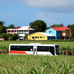 Caribbean Holidays, Barbados Backpacking, Backpackers travelling around Barbados on a local bus, passing sugar cane fields and colourful villages
