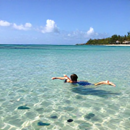 Caribbean Holidays, Barbados Beach Holidays, Visitors swimming and snorkelling in clear shallow water near a calm Barbados beach, with colourful tropical fish visible below the surface