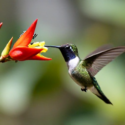 Caribbean Holidays, Barbados Birdwatching, Close-up view of a hummingbird feeding on tropical flowers in a sunny Barbados garden
