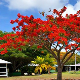 Caribbean Holidays, Barbados Birdwatching, Colourful Caribbean birds among flowering trees and palms in a Barbados garden