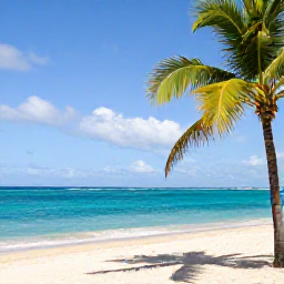 Caribbean Holidays, Barbados Business Class, Bright January sunshine over a calm Barbados beach with turquoise water, palm trees and soft golden sand