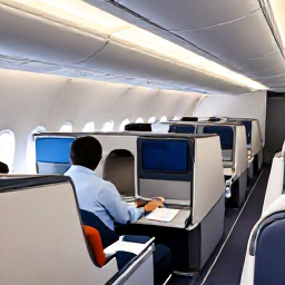 Caribbean Holidays, Barbados Business Class, Business class passengers relaxing in a comfortable aircraft cabin before a flight to Barbados