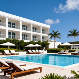 Caribbean Holidays, Barbados Business Class, Elegant beachfront hotel in Barbados with an outdoor pool, sun loungers and tropical landscaping