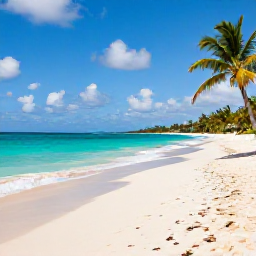 Caribbean Holidays, Barbados Business Class, Quiet tropical beach in Barbados in September with turquoise water, soft sand and palm trees
