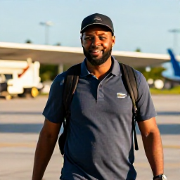 Caribbean Holidays, Barbados Business Class, Traveller arriving at Grantley Adams International Airport in Barbados and being greeted by warm tropical sunshine