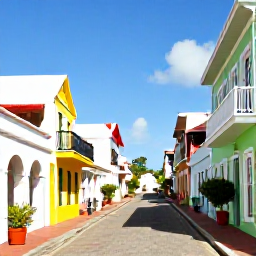 Caribbean Holidays, Barbados City Breaks, Historic Bridgetown streets with colourful Georgian buildings, tropical plants and visitors exploring in warm Caribbean sunshine