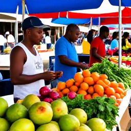 Caribbean Holidays, Barbados Cooking Holidays, A colourful Barbados food market in June, with fresh tropical fruit, vegetables, herbs and friendly local stallholders