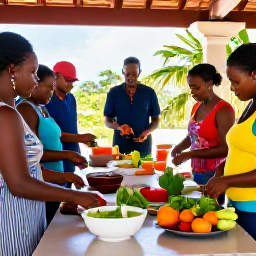 Caribbean Holidays, Barbados Cooking Holidays, A welcoming Barbadian cooking class with fresh local ingredients, colourful vegetables and friendly instruction in a bright island kitchen
