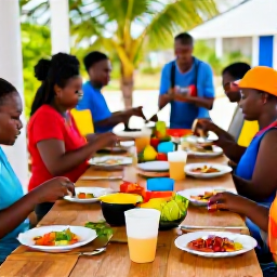 Caribbean Holidays, Barbados Cooking Holidays, A welcoming outdoor Bajan cooking class in July, with colourful local ingredients, wooden tables and a relaxed Caribbean setting