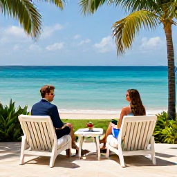 Caribbean Holidays, Barbados Couples Holidays, Couple enjoying a romantic Barbados holiday, boutique hotel terrace overlooking the Caribbean Sea in February sunshine
