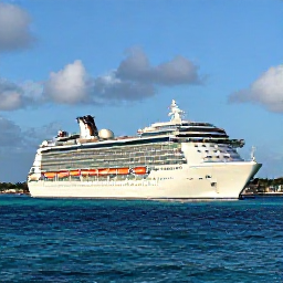Caribbean Holidays, Barbados Cruises, A modern cruise ship arriving at Bridgetown harbour in Barbados on a bright sunny morning, with turquoise water and the island coastline behind