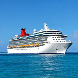 Caribbean Holidays, Barbados Cruises, A modern cruise ship sailing past the turquoise coast of Barbados in bright June sunshine