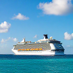 Caribbean Holidays, Barbados Cruises, A modern cruise ship sailing past the turquoise coastline of Barbados under bright May sunshine
