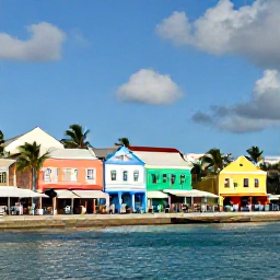 Caribbean Holidays, Barbados Cruises, Colourful Bridgetown waterfront with historic buildings, palm trees, local shops and visitors exploring in warm sunshine